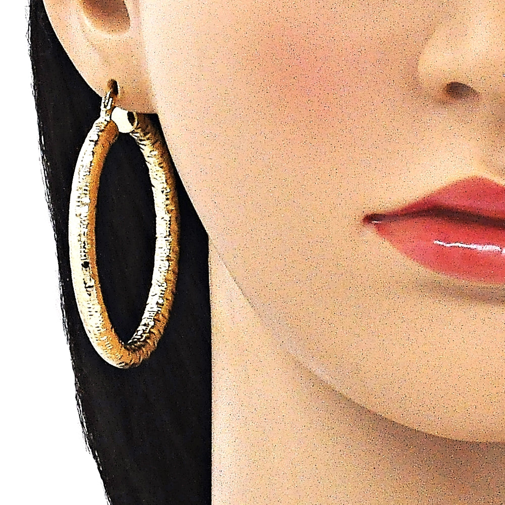 Oro Laminado Large Hoop, Gold Filled Style Hollow Design, Polished, Golden Finish
