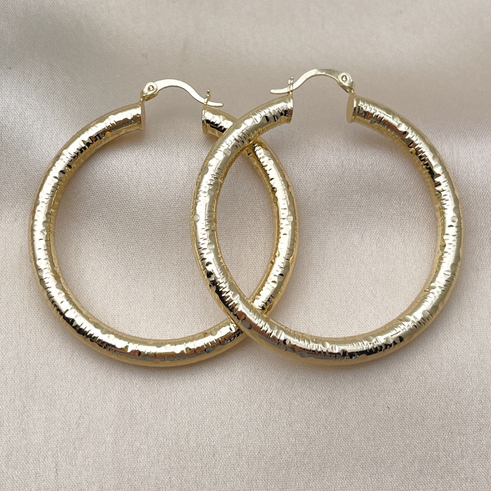 Oro Laminado Large Hoop, Gold Filled Style Hollow Design, Polished, Golden Finish