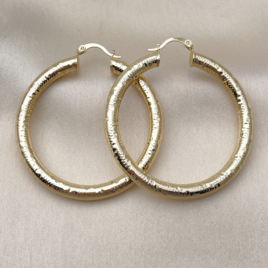 Oro Laminado Large Hoop, Gold Filled Style Hollow Design, Polished, Golden Finish