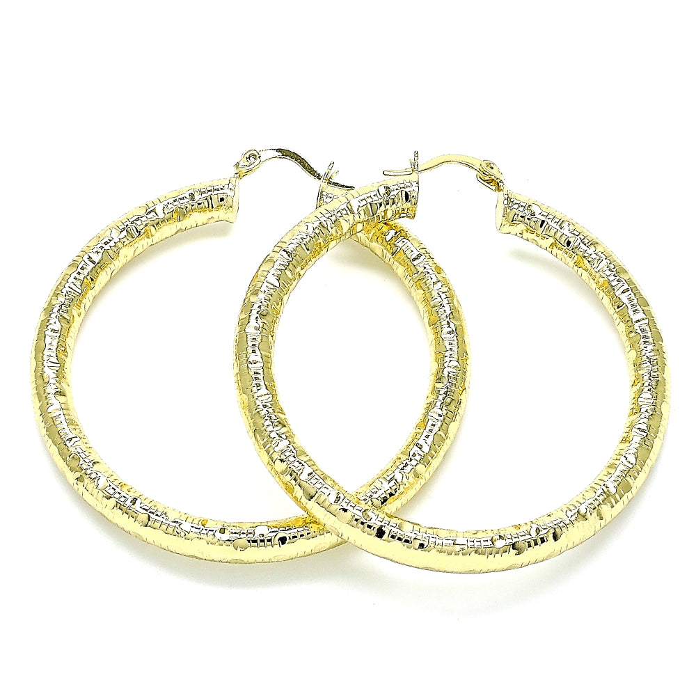 Oro Laminado Large Hoop, Gold Filled Style Hollow Design, Polished, Golden Finish