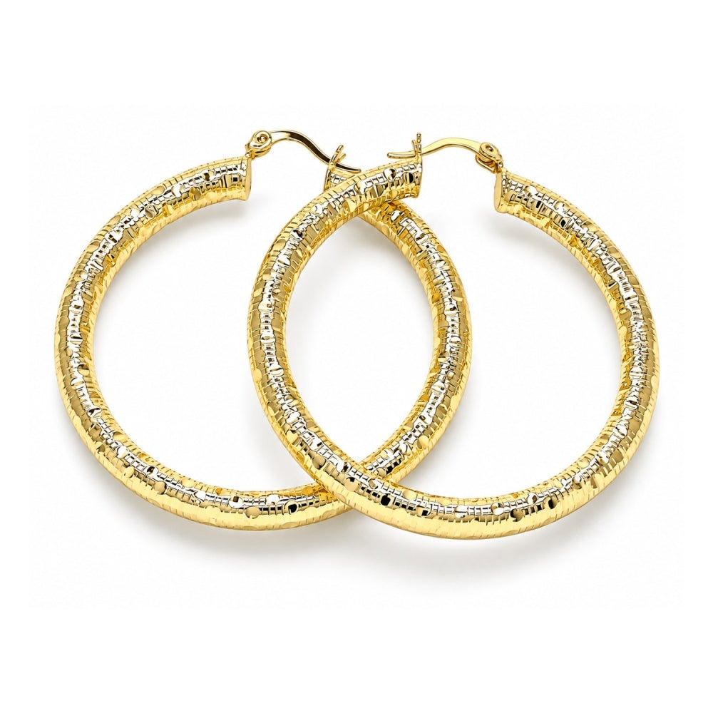 Oro Laminado Large Hoop, Gold Filled Style Hollow Design, Polished, Golden Finish