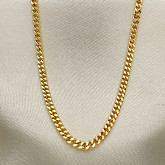 Oro Laminado Basic Necklace, Gold Filled Style Miami Cuban Design, Polished, Golden Finish