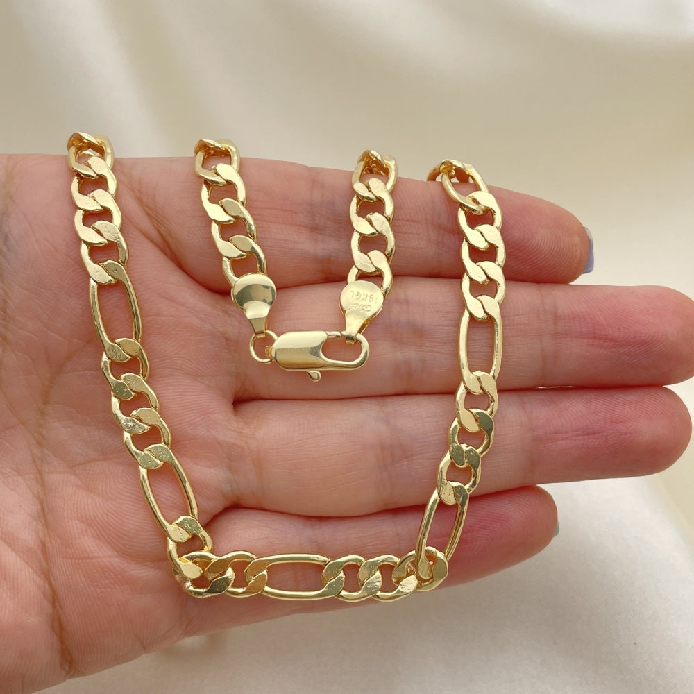 Oro Laminado Basic Necklace, Gold Filled Style Figaro Design, Polished, Golden Finish