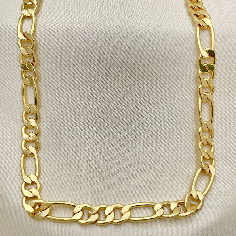 Oro Laminado Basic Necklace, Gold Filled Style Figaro Design, Polished, Golden Finish