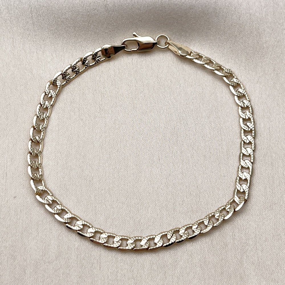 Oro Laminado Basic Bracelet, Gold Filled Style Curb Design, Polished, Golden Finish