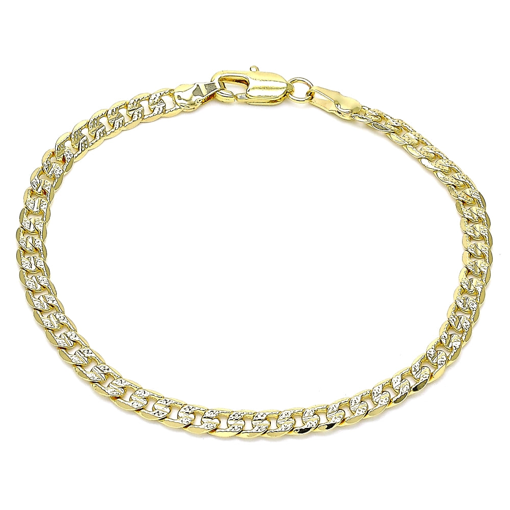 Oro Laminado Basic Bracelet, Gold Filled Style Curb Design, Polished, Golden Finish