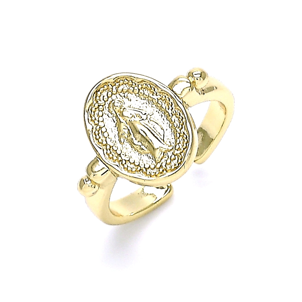 Oro Laminado Elegant Ring, Gold Filled Style Virgen Maria Design, Polished, Golden Finish