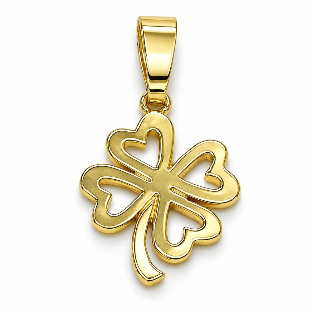 Oro Laminado Fancy Pendant, Gold Filled Style Four-leaf Clover Design, Polished, Golden Finish