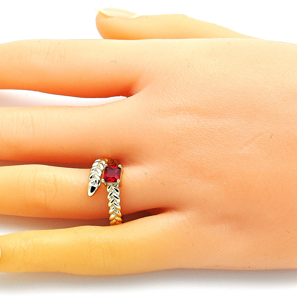 Oro Laminado Multi Stone Ring, Gold Filled Style with Garnet Cubic Zirconia, Polished, Golden Finish