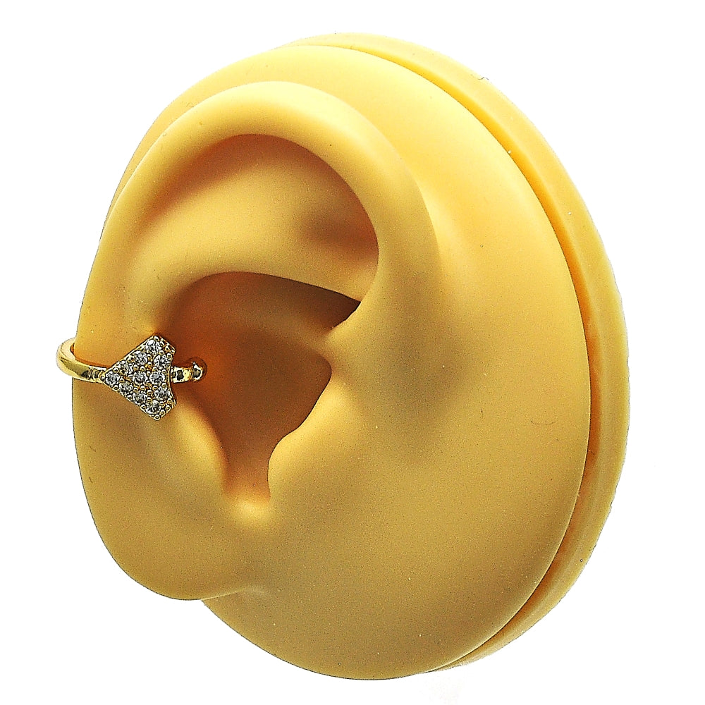 Oro Laminado Earcuff, Gold Filled Style with White Micro Pave, Polished, Golden Finish