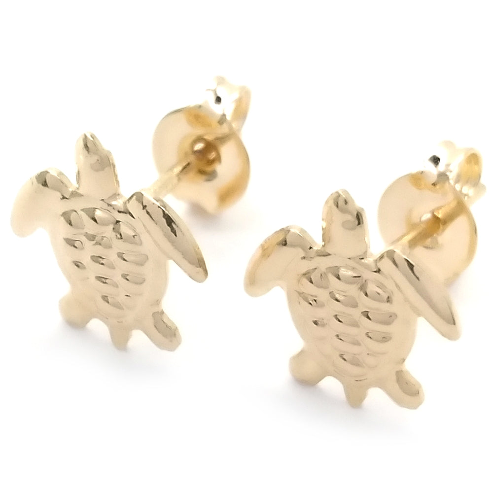 Oro Laminado Stud Earring, Gold Filled Style Turtle Design, Polished, Golden Finish