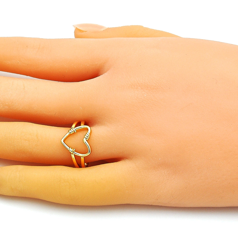 Oro Laminado Elegant Ring, Gold Filled Style Heart Design, Polished, Golden Finish