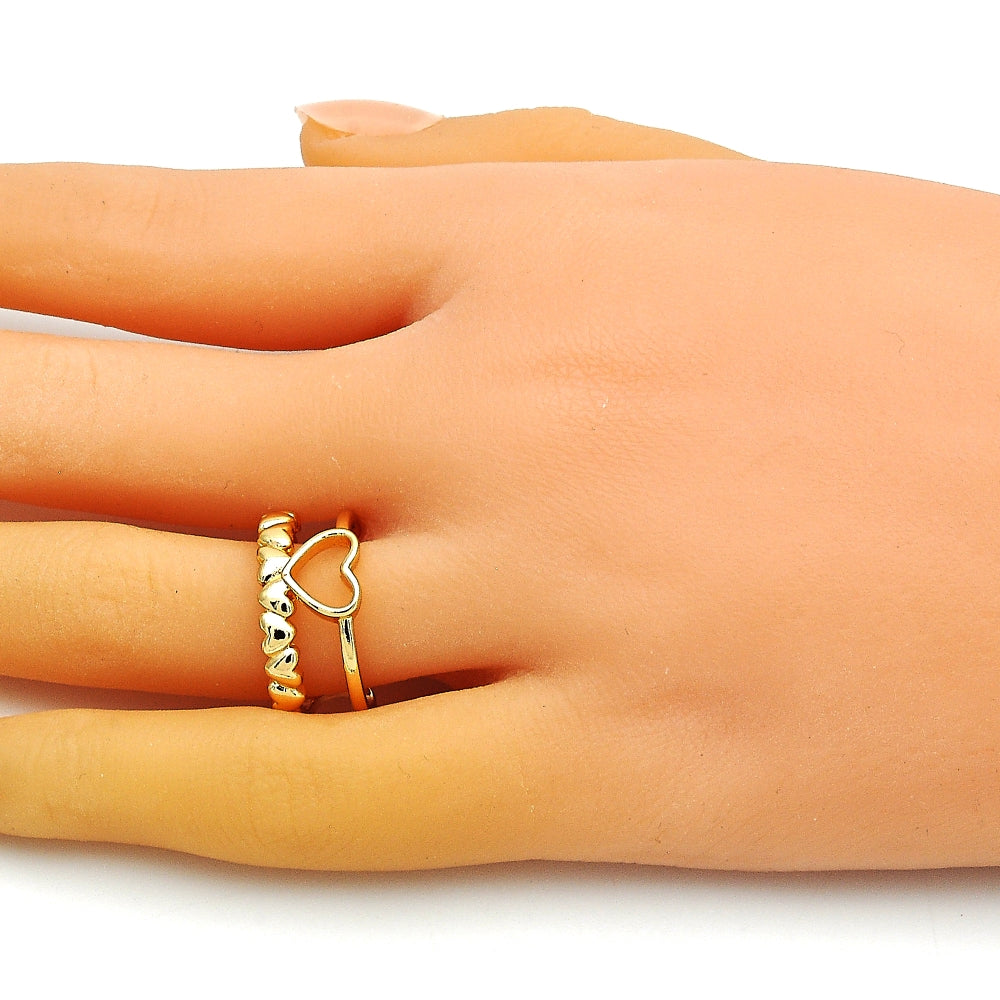 Oro Laminado Elegant Ring, Gold Filled Style Heart Design, Polished, Golden Finish
