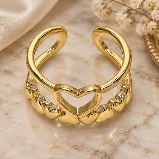 Oro Laminado Elegant Ring, Gold Filled Style Heart Design, Polished, Golden Finish