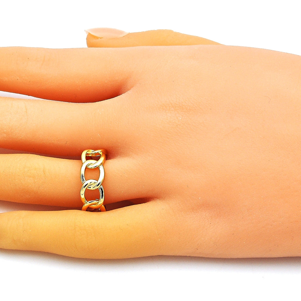 Oro Laminado Elegant Ring, Gold Filled Style Curb Design, Polished, Golden Finish