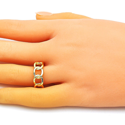 Oro Laminado Elegant Ring, Gold Filled Style Curb Design, Polished, Golden Finish