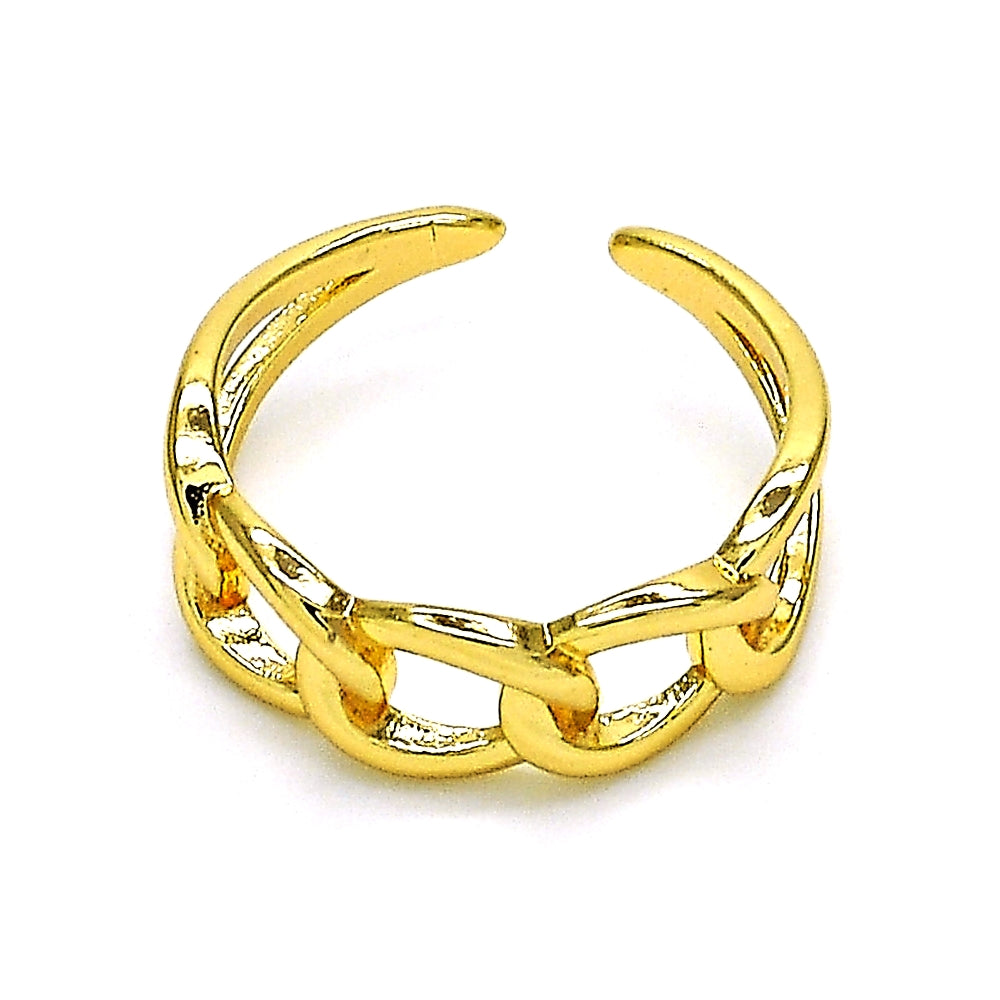 Oro Laminado Elegant Ring, Gold Filled Style Curb Design, Polished, Golden Finish