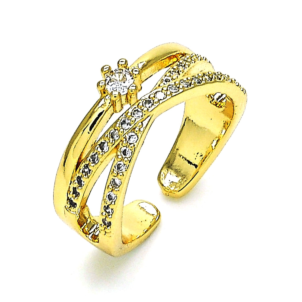 Oro Laminado Multi Stone Ring, Gold Filled Style with White Cubic Zirconia and White Micro Pave, Polished, Golden Finish