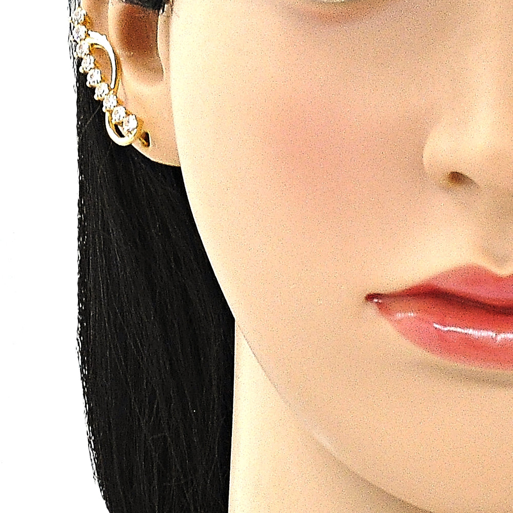 Oro Laminado Earcuff, Gold Filled Style with White Cubic Zirconia, Polished, Golden Finish