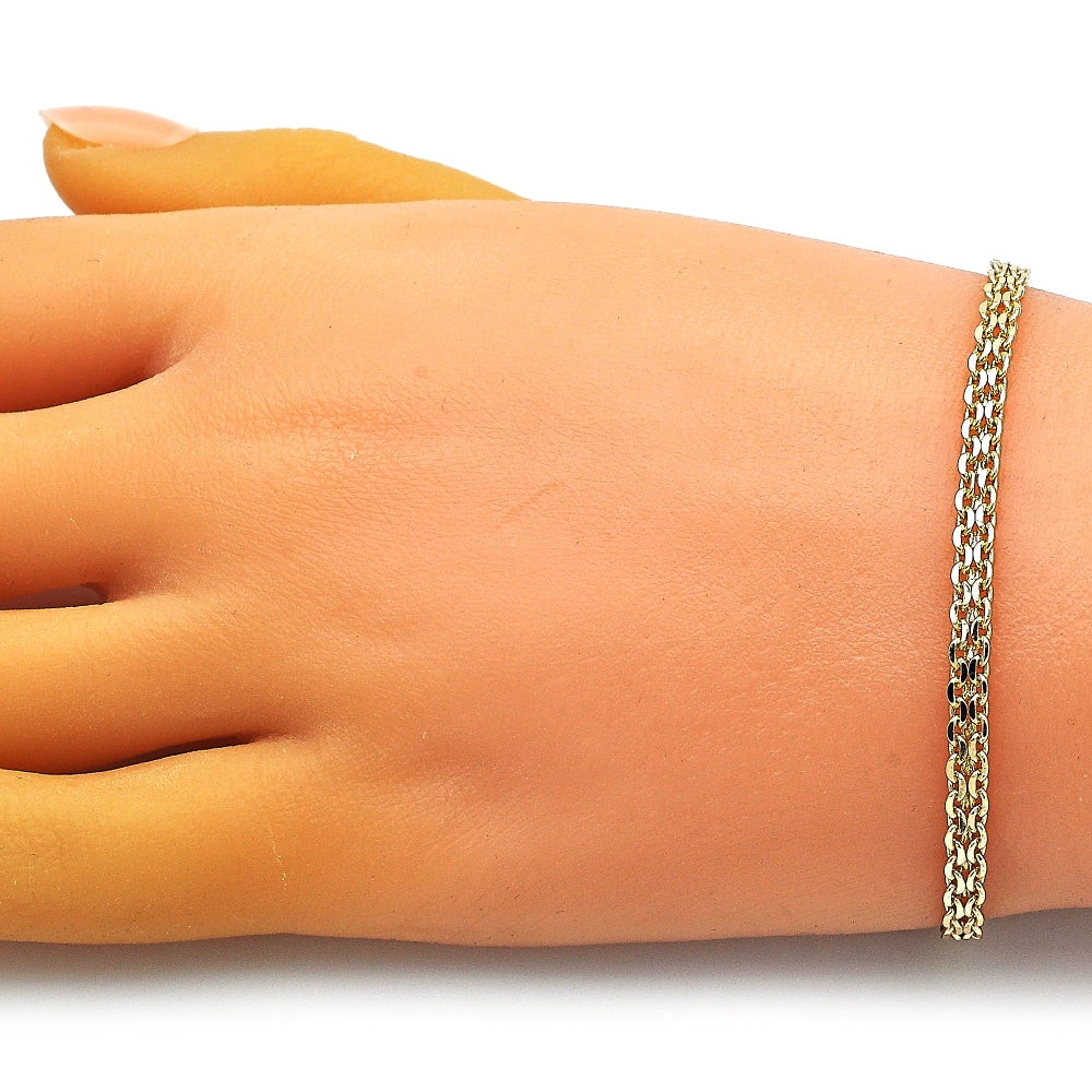 Oro Laminado Basic Bracelet, Gold Filled Style Bismark Design, Polished, Golden Finish