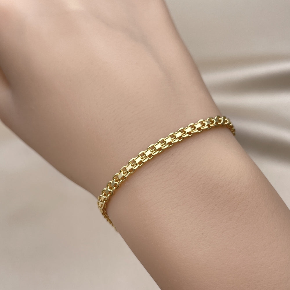 Oro Laminado Basic Bracelet, Gold Filled Style Bismark Design, Polished, Golden Finish