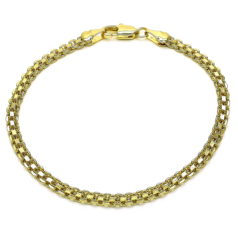 Oro Laminado Basic Bracelet, Gold Filled Style Bismark Design, Polished, Golden Finish