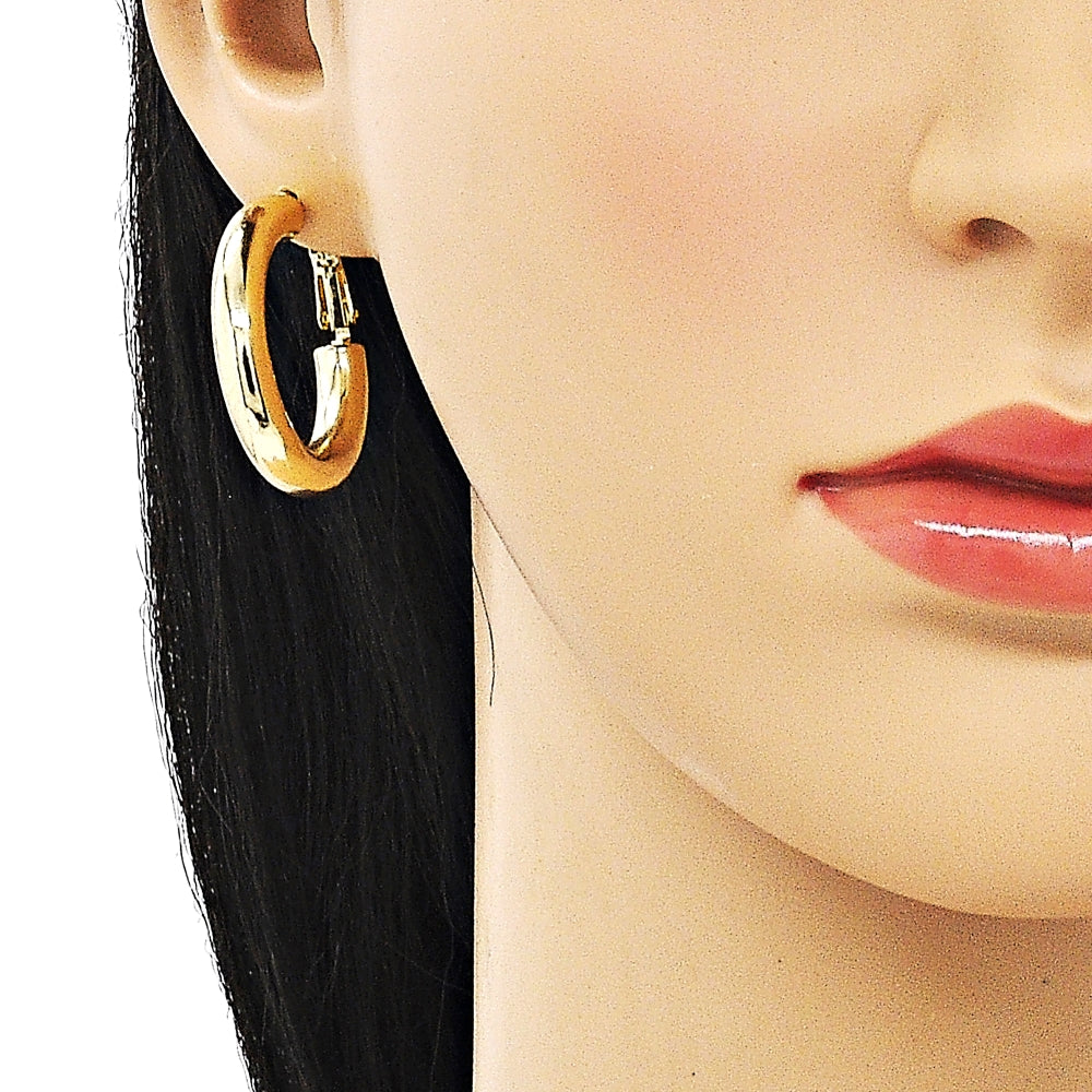 Oro Laminado Medium Hoop, Gold Filled Style Hollow Design, Polished, Golden Finish