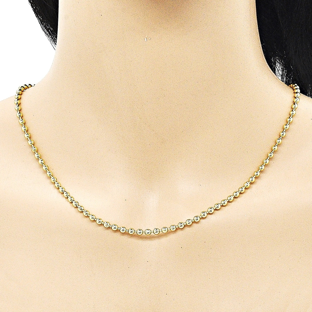 Oro Laminado Fancy Necklace, Gold Filled Style Ball Design, Polished, Golden Finish