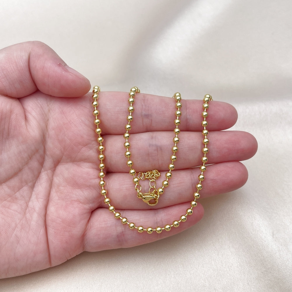 Oro Laminado Fancy Necklace, Gold Filled Style Ball Design, Polished, Golden Finish