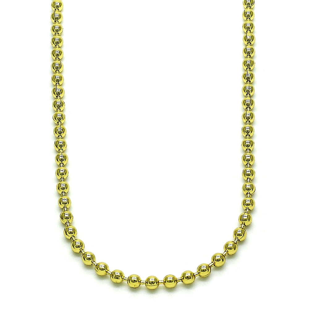 Oro Laminado Fancy Necklace, Gold Filled Style Ball Design, Polished, Golden Finish