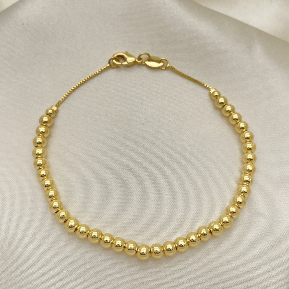 Oro Laminado Fancy Bracelet, Gold Filled Style Ball Design, Polished, Golden Finish