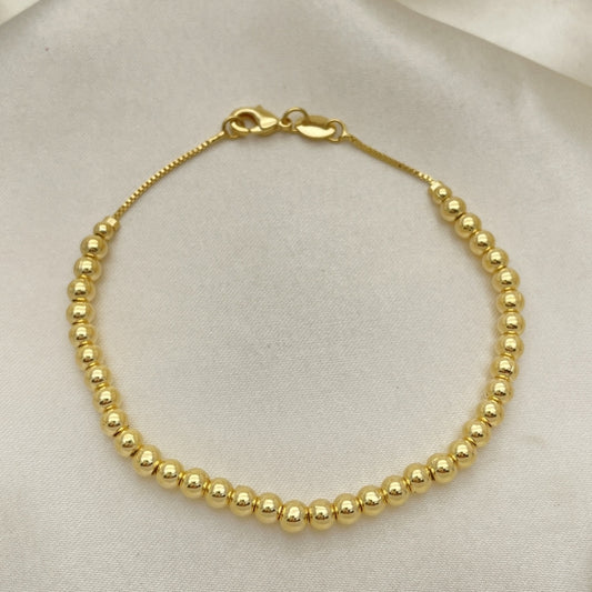 Oro Laminado Fancy Bracelet, Gold Filled Style Ball Design, Polished, Golden Finish