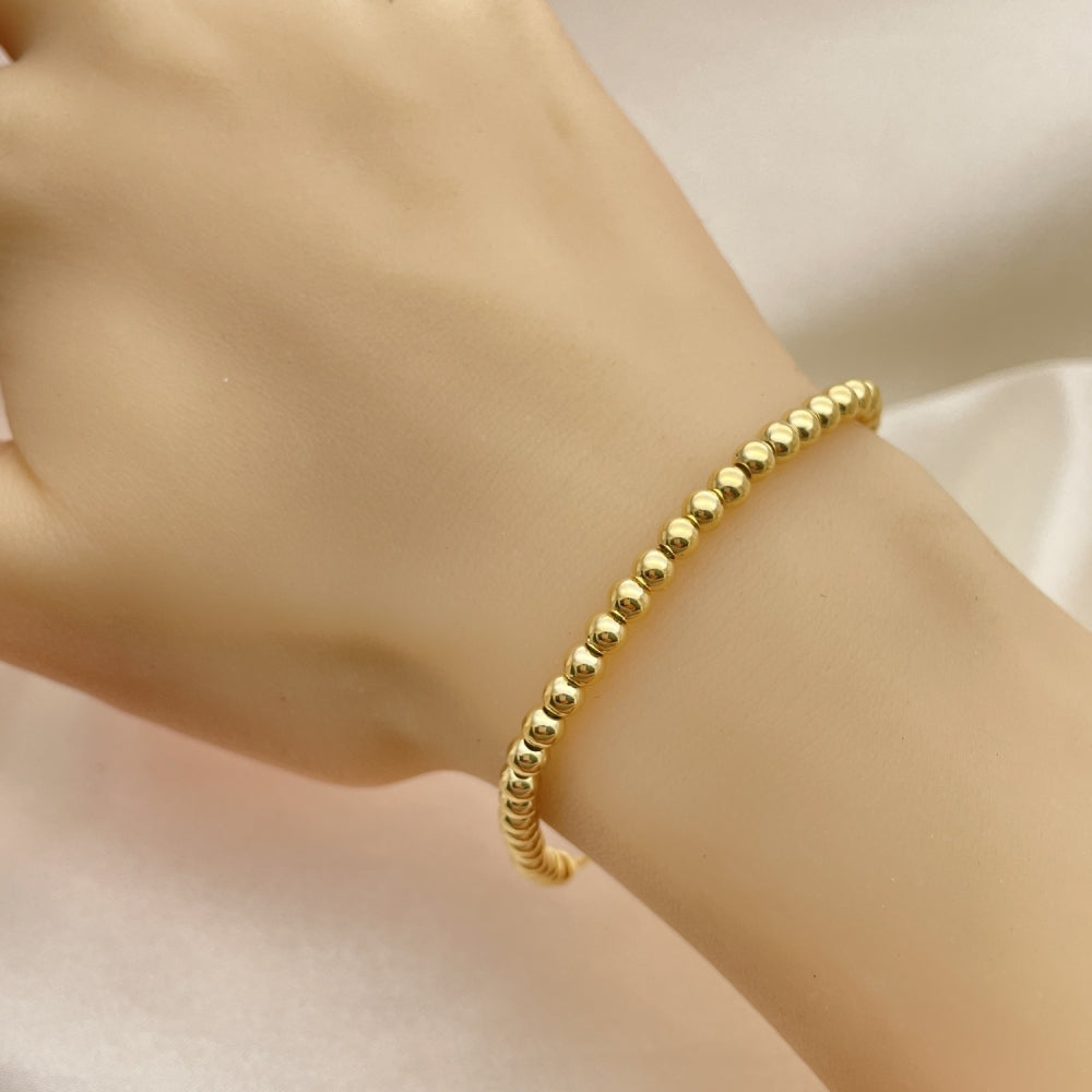 Oro Laminado Fancy Bracelet, Gold Filled Style Ball Design, Polished, Golden Finish