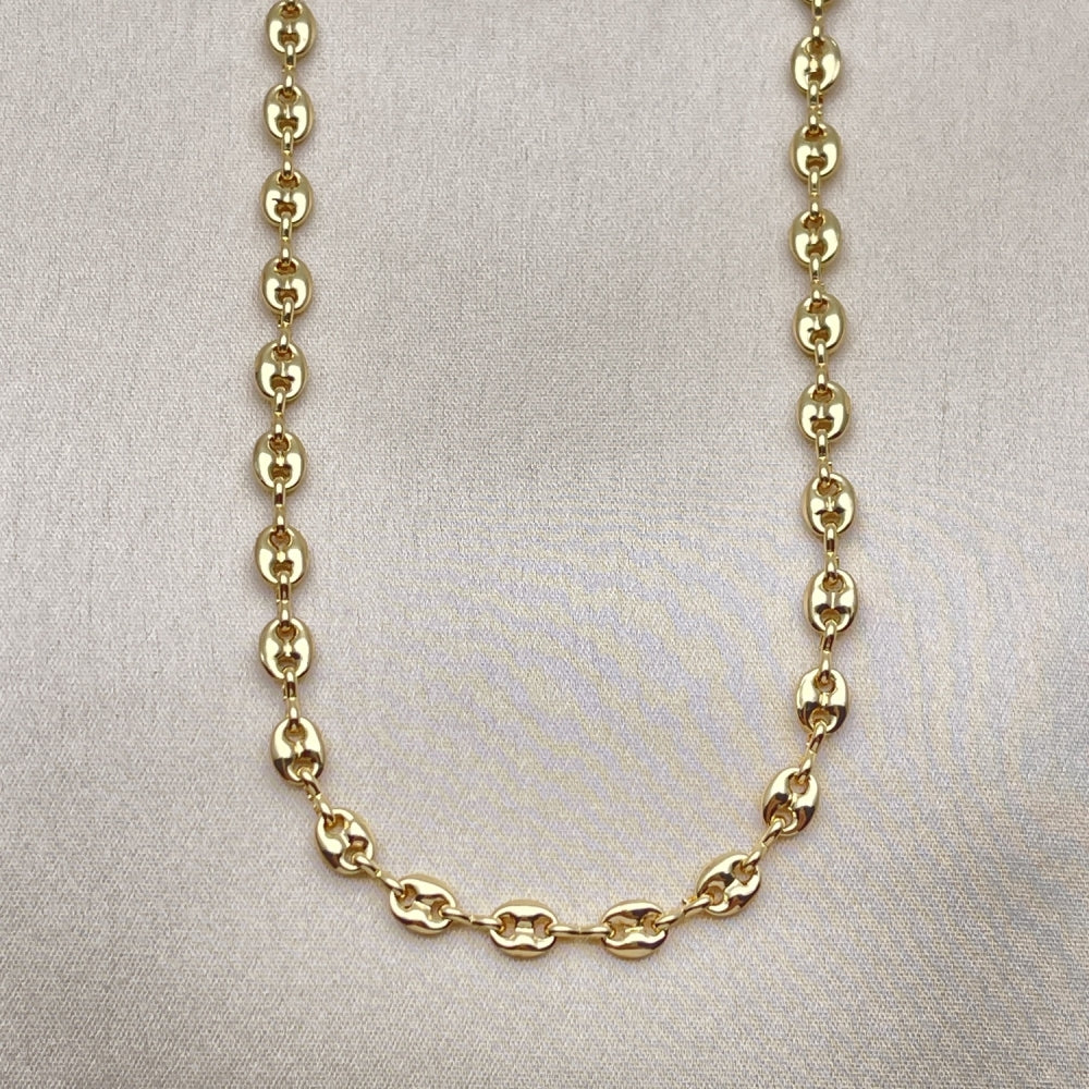 Oro Laminado Basic Necklace, Gold Filled Style Puff Mariner Design, Polished, Golden Finish
