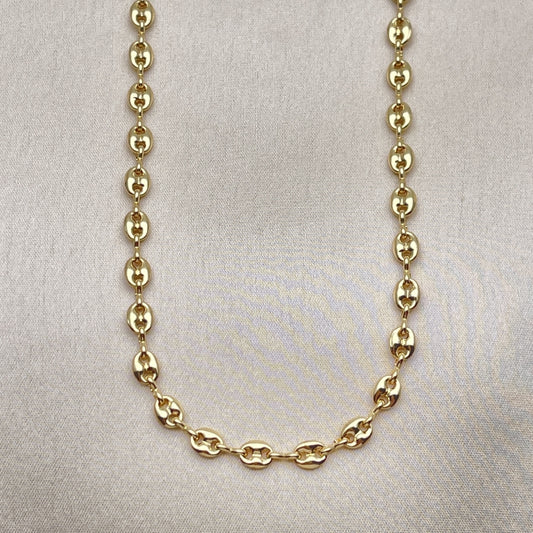 Oro Laminado Basic Necklace, Gold Filled Style Puff Mariner Design, Polished, Golden Finish