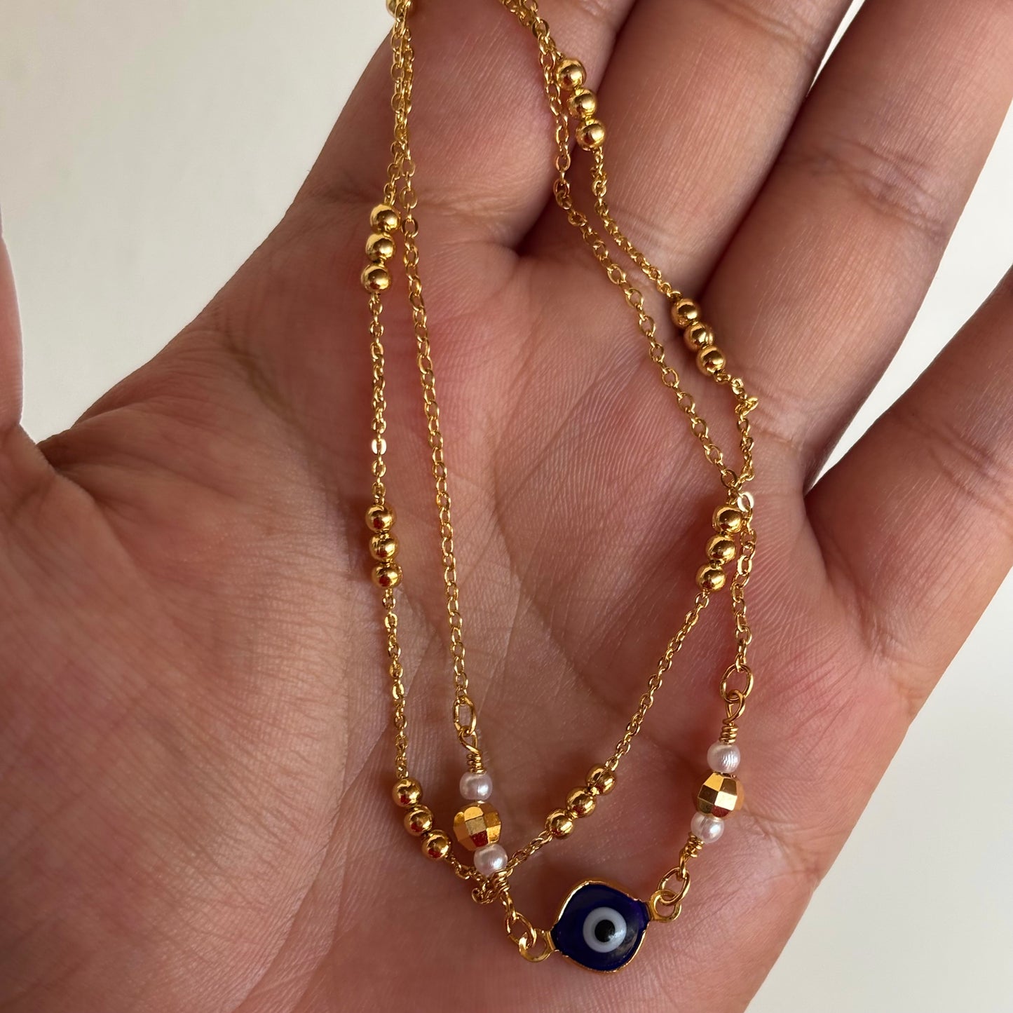 Double Layered Evil Eye Anklet