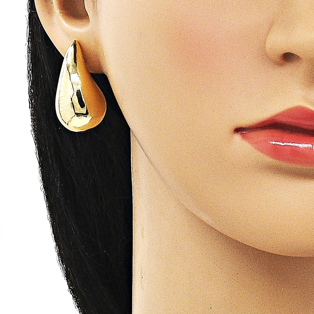 Oro Laminado Stud Earring, Gold Filled Style Polished, Golden Finish