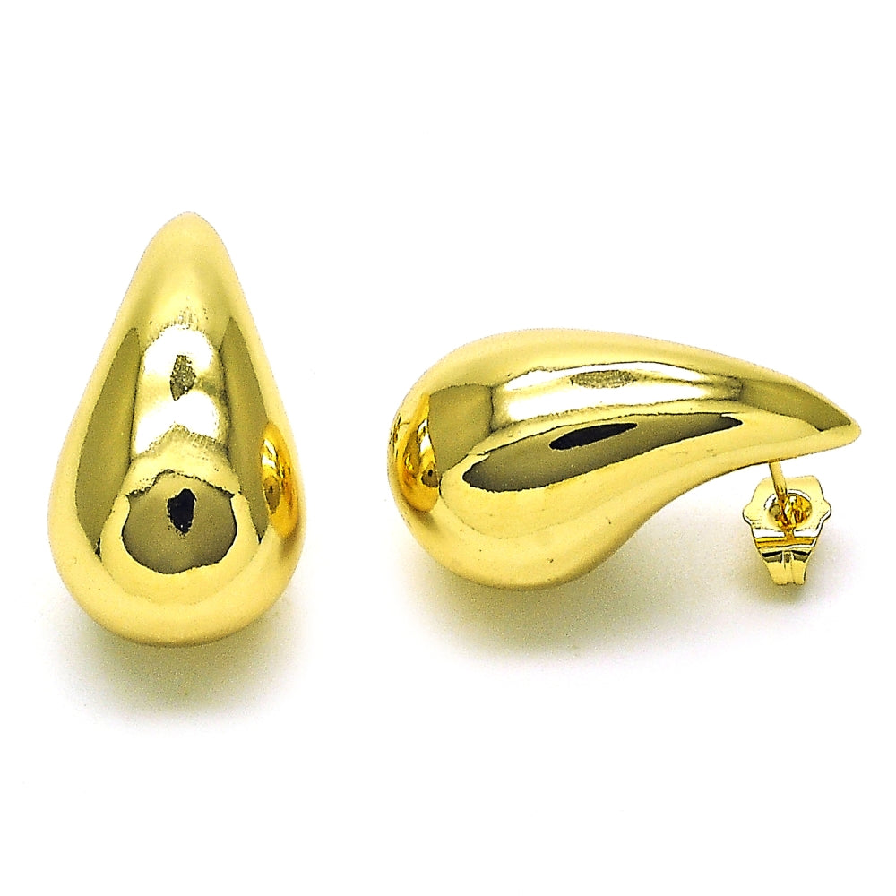 Oro Laminado Stud Earring, Gold Filled Style Polished, Golden Finish