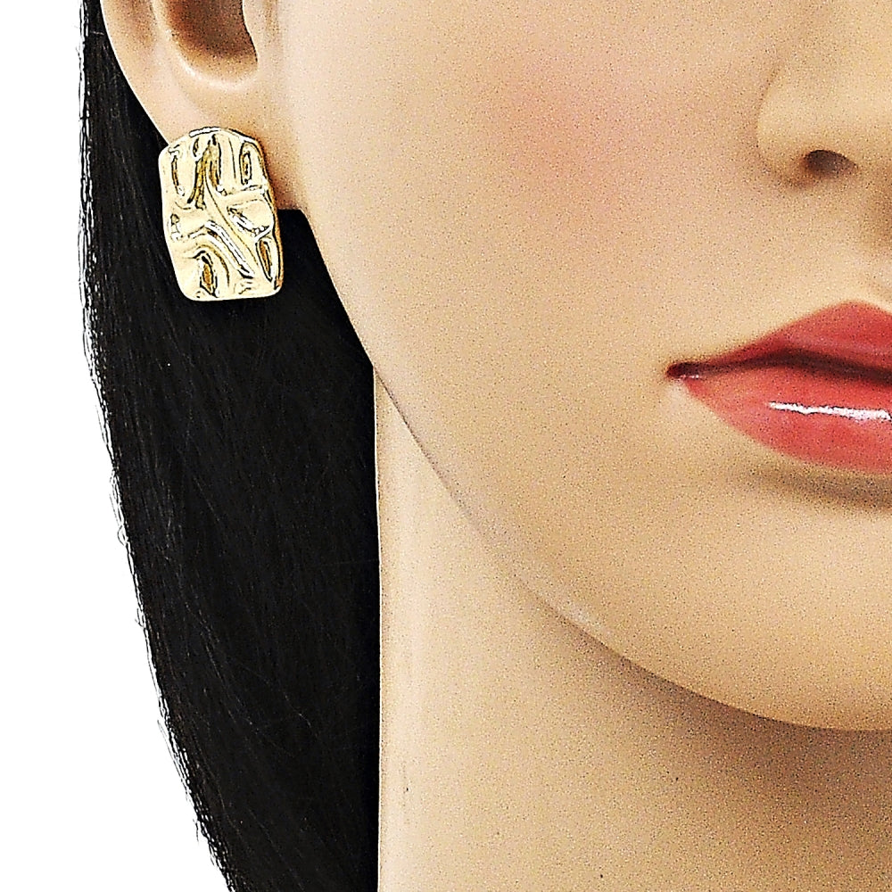 Oro Laminado Stud Earring, Gold Filled Style Polished, Golden Finish