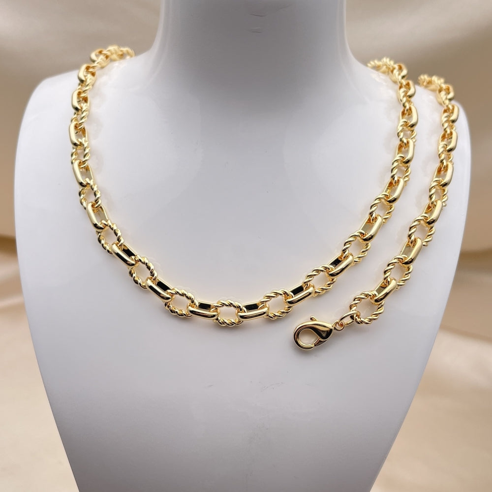 Oro Laminado Necklace and Bracelet, Gold Filled Style Twist Design, Polished, Golden Finish