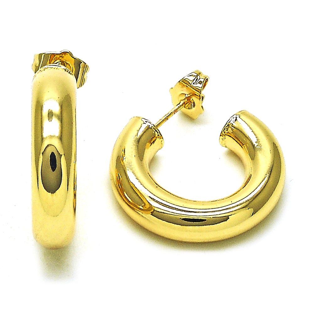 Oro Laminado Small Hoop, Gold Filled Style Hollow Design, Polished, Golden Finish