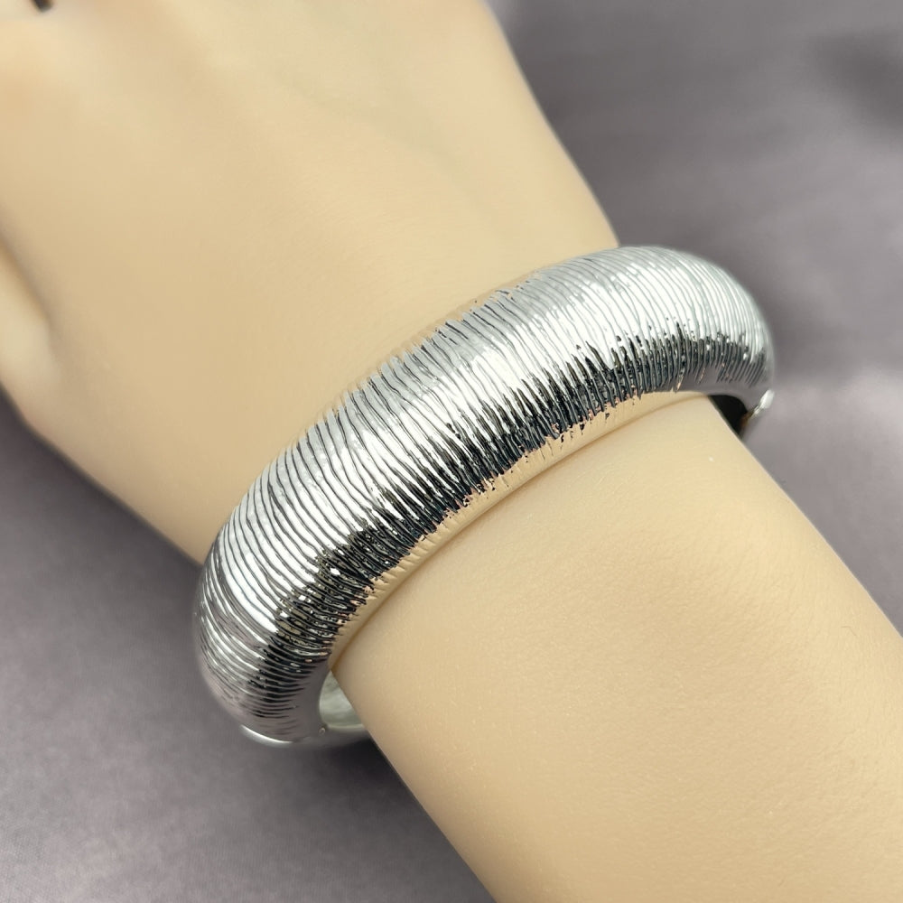 Rhodium Gold Filled Individual Bangle, Brushed Finish, Rhodium Finish