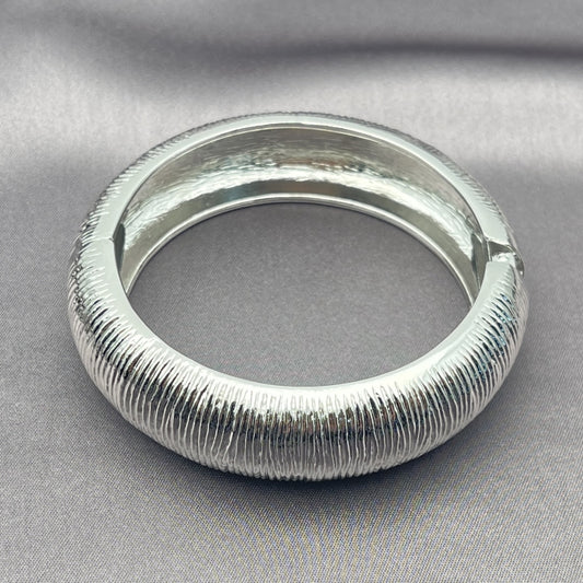 White Gold Filled Individual Bangle, Brushed Finish, Rhodium Finish