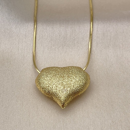Oro Laminado Pendant Necklace, Gold Filled Style Heart and Hollow Design, Matte Finish, Golden Finish