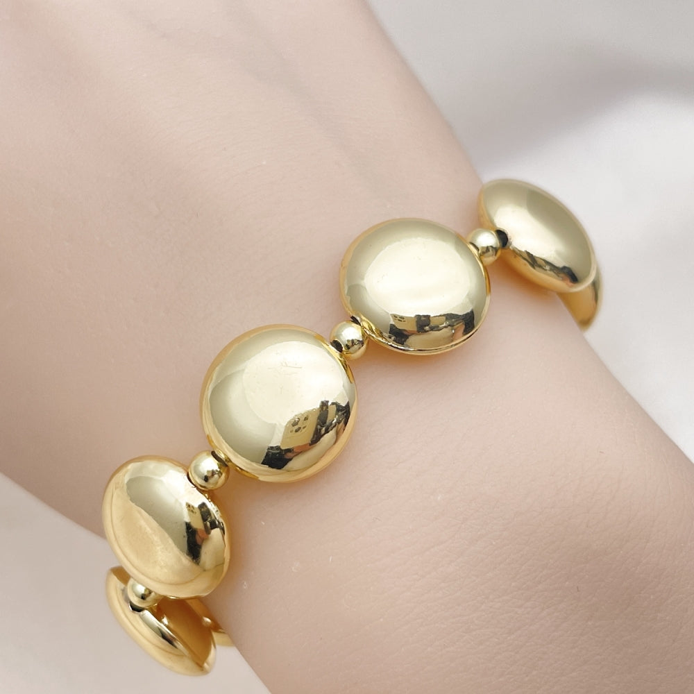 Oro Laminado Fancy Bracelet, Gold Filled Style Ball Design, Polished, Golden Finish