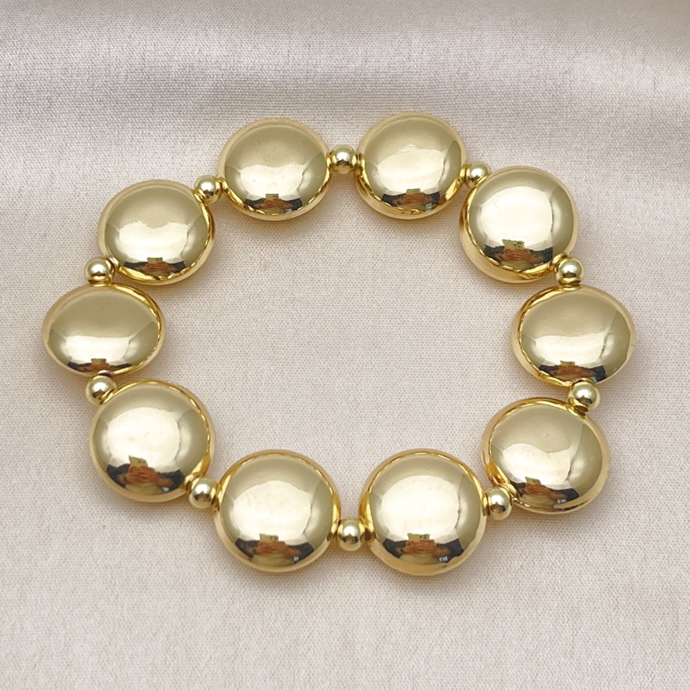 Oro Laminado Fancy Bracelet, Gold Filled Style Ball Design, Polished, Golden Finish