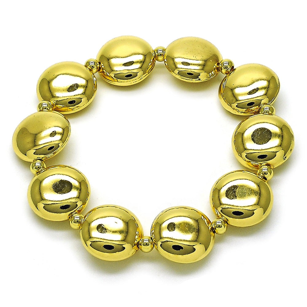 Oro Laminado Fancy Bracelet, Gold Filled Style Ball Design, Polished, Golden Finish