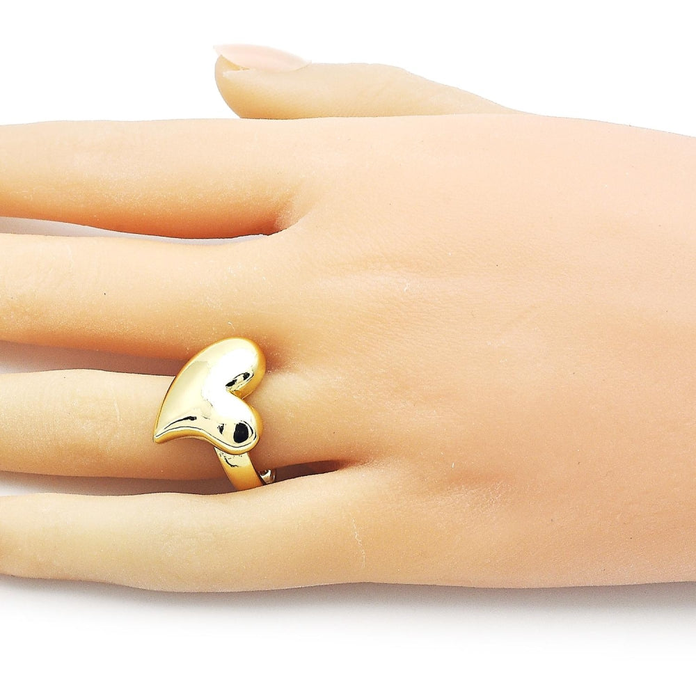 Oro Laminado Elegant Ring, Gold Filled Style Heart Design, Polished, Golden Finish