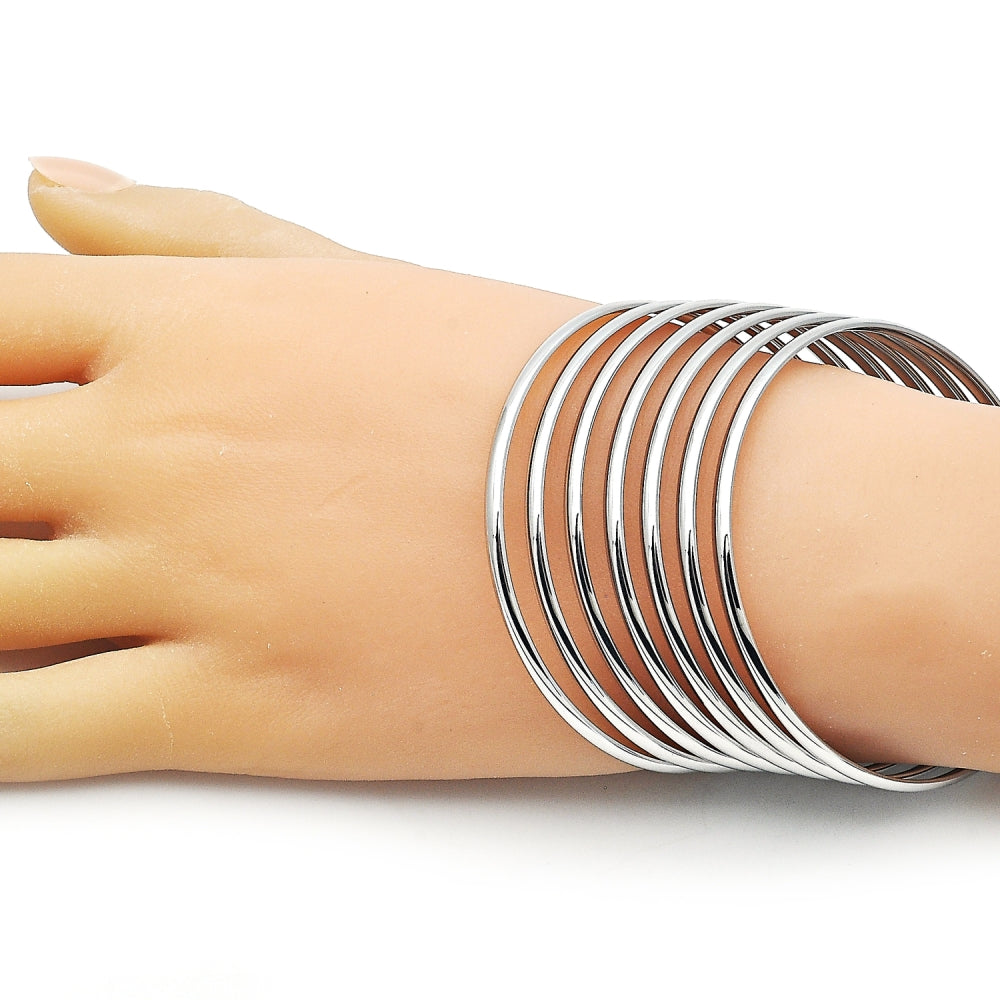 Rhodium Gold Filled Semanario Bangle, Polished, Rhodium Finish