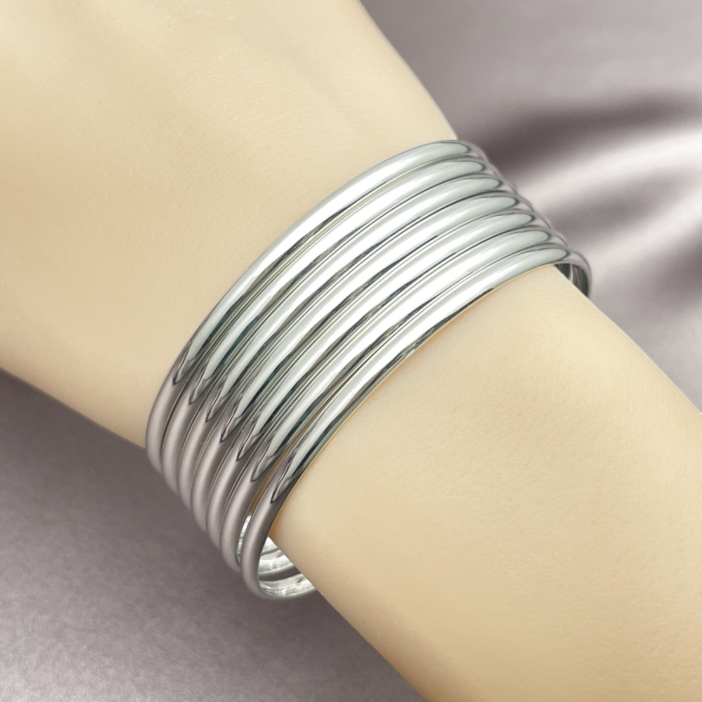 Rhodium Gold Filled Semanario Bangle, Polished, Rhodium Finish